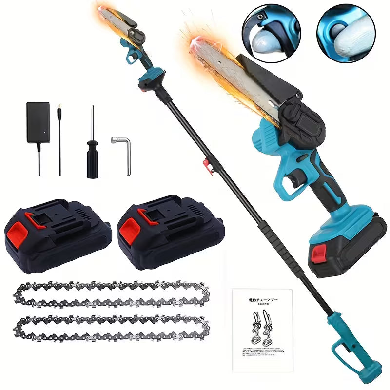 All-in-One Cordless 8″ Chainsaw + Pole Saw — Reach, Cut & Trim with Ease
