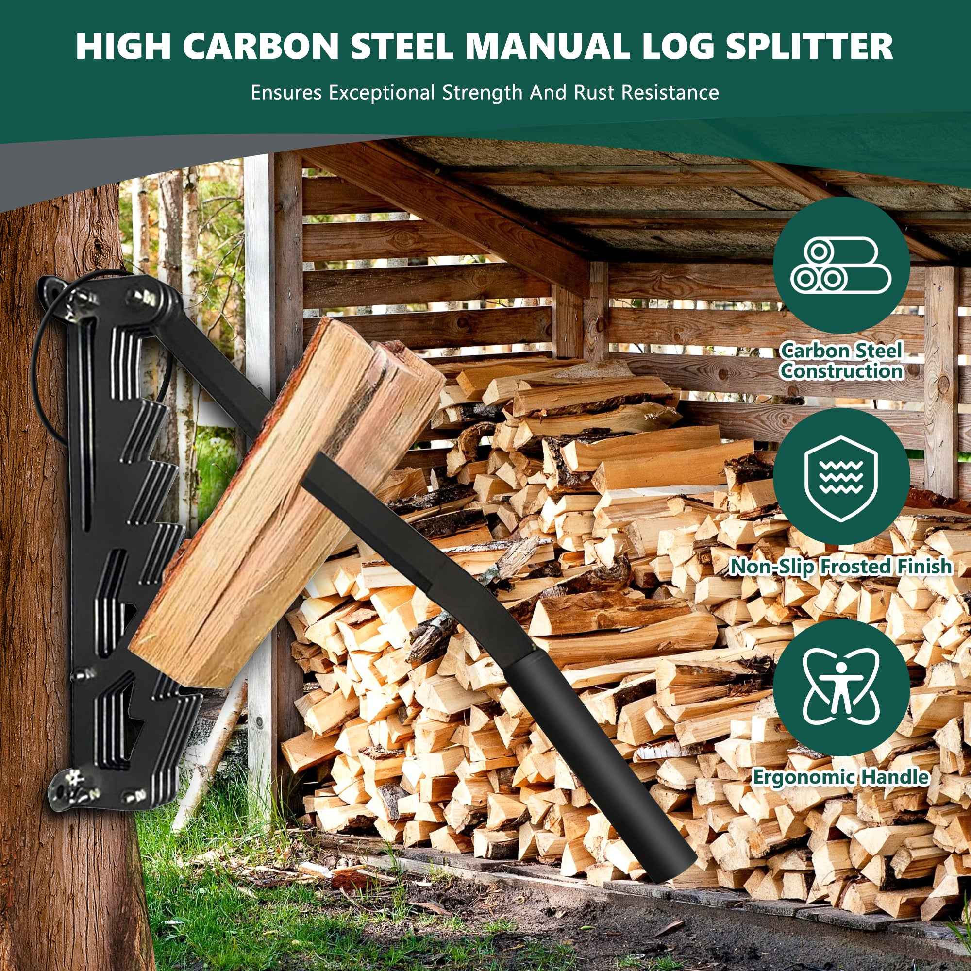 Heavy-Duty Wall Mounted Firewood & Kindling Splitter – Effortless Splitting, Safer Than an Axe