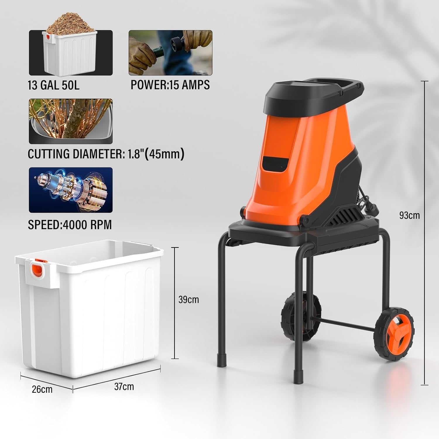 High-Efficiency Mulching Machine with 50L Safety Collection Bin