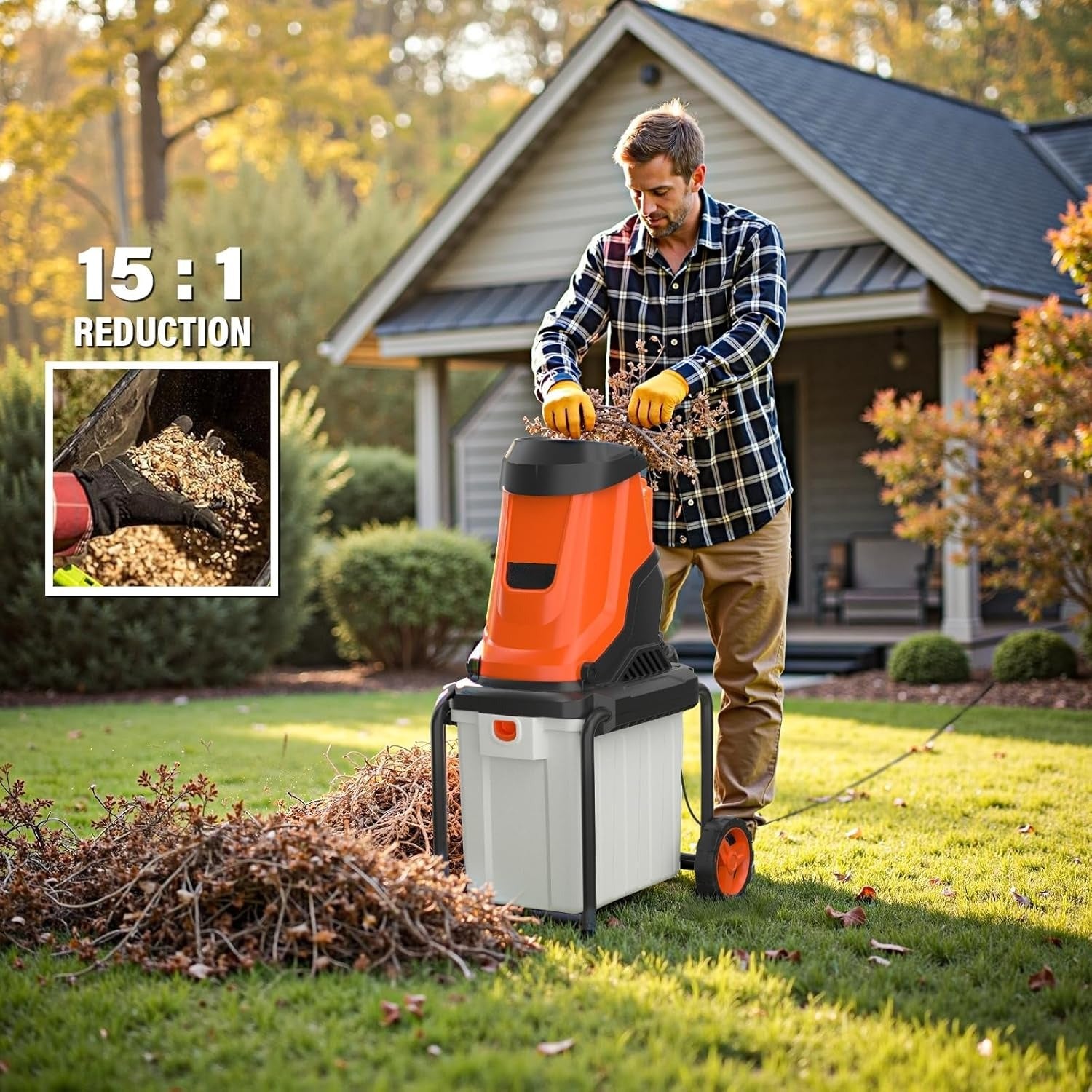 High-Efficiency Mulching Machine with 50L Safety Collection Bin