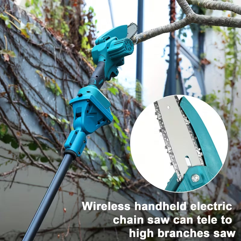 All-in-One Cordless 8″ Chainsaw + Pole Saw — Reach, Cut & Trim with Ease