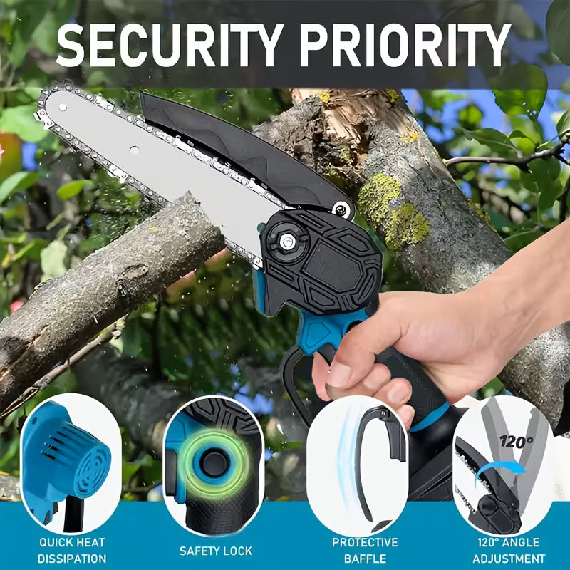 All-in-One Cordless 8″ Chainsaw + Pole Saw — Reach, Cut & Trim with Ease