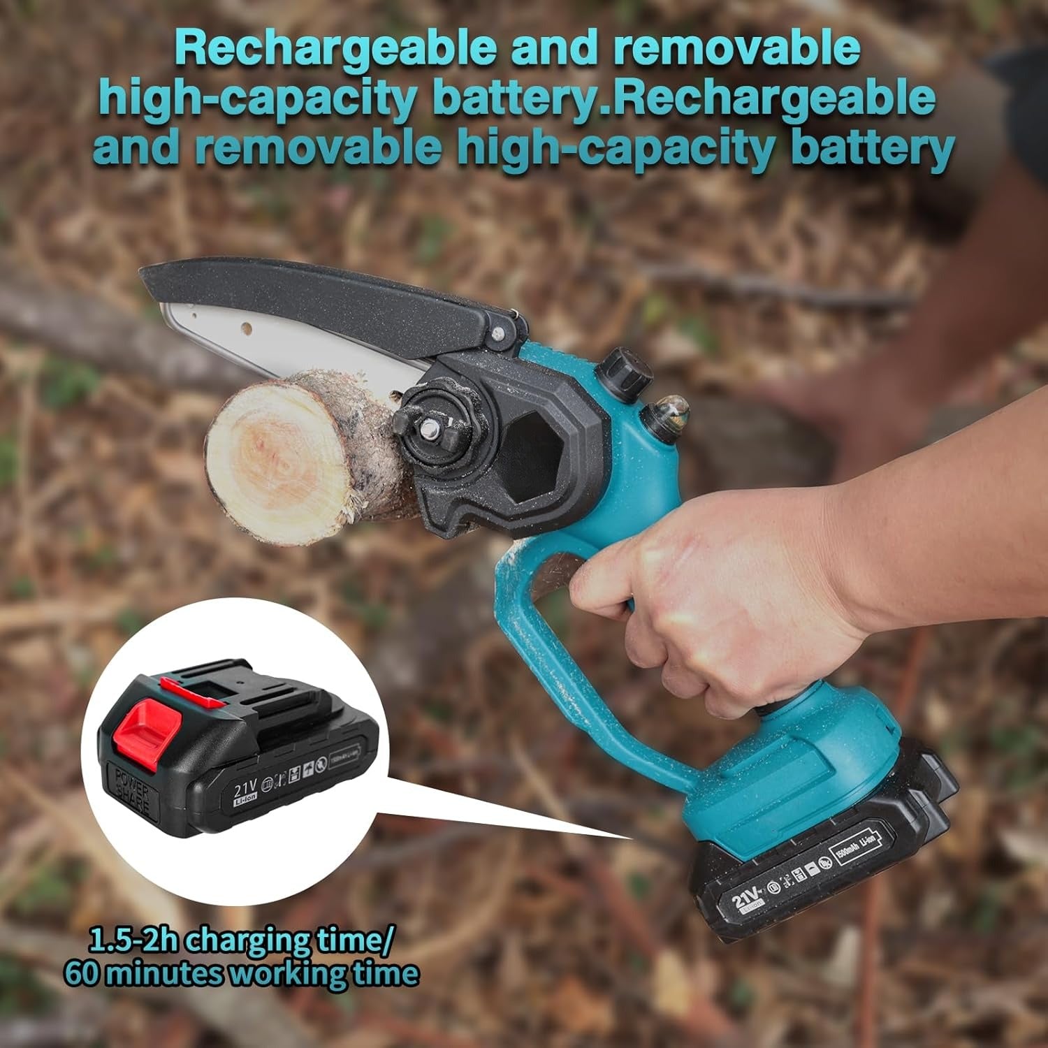 Compact Cordless Chainsaw with Dual Batteries — Powerful Outdoor Cutting Tool