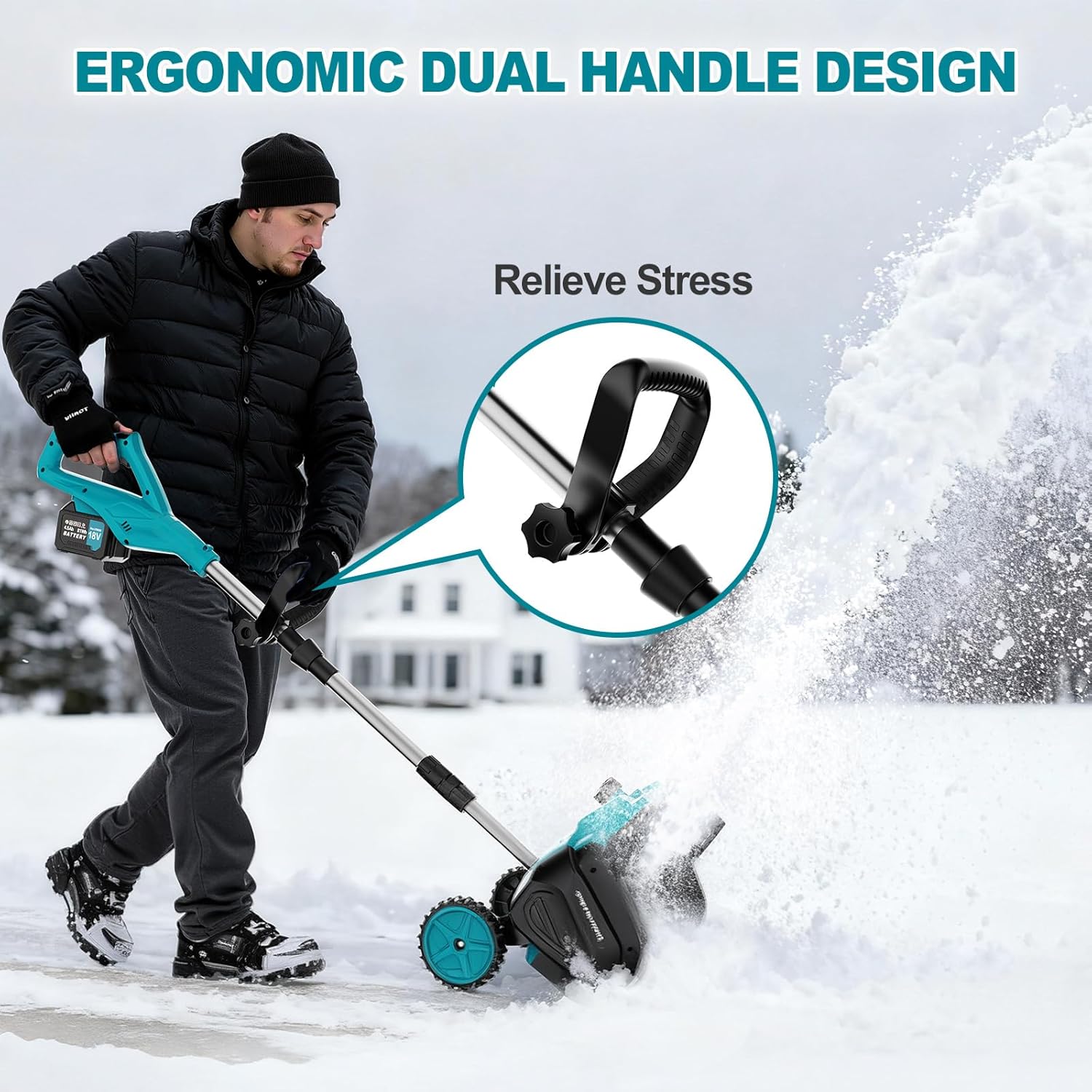 17-Inch Electric Snow Cleaner with Dual Batteries for Driveways & Walkways