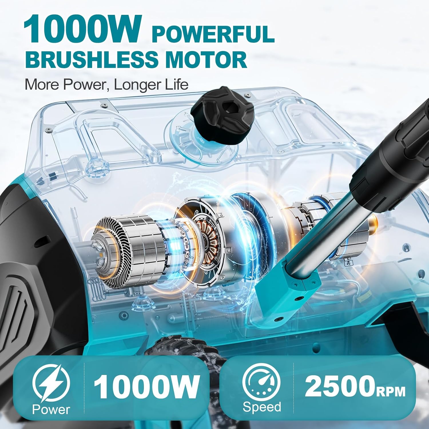 17-Inch Electric Snow Cleaner with Dual Batteries for Driveways & Walkways