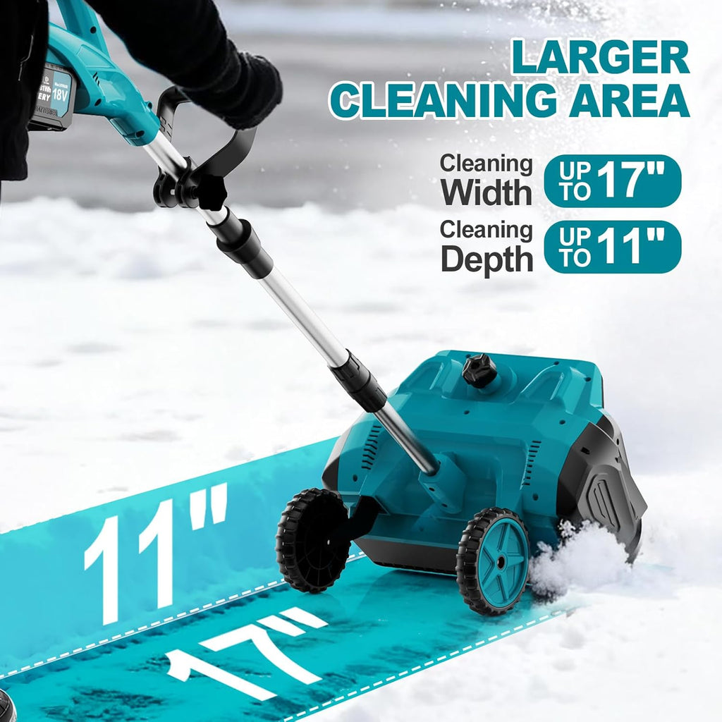 17-Inch Electric Snow Cleaner with Dual Batteries for Driveways & Walkways