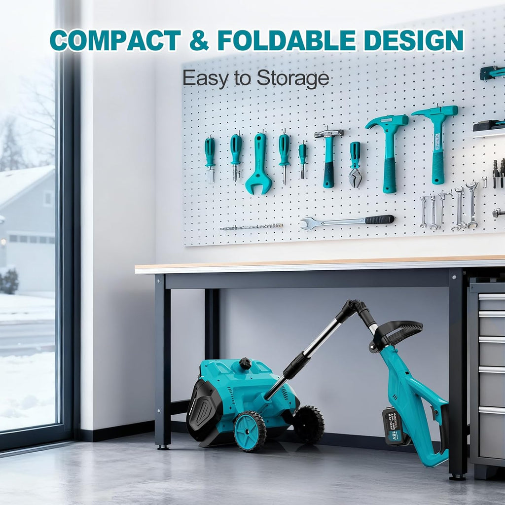 17-Inch Electric Snow Cleaner with Dual Batteries for Driveways & Walkways