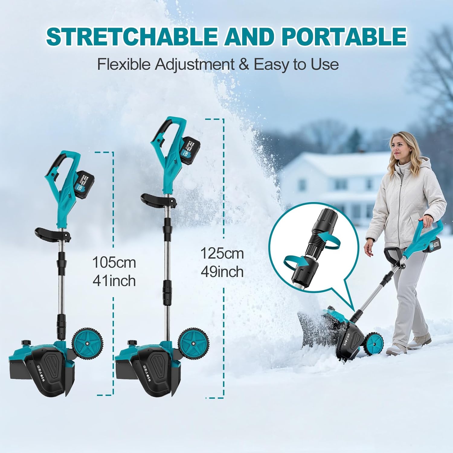 17-Inch Electric Snow Cleaner with Dual Batteries for Driveways & Walkways