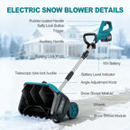 17-Inch Electric Snow Cleaner with Dual Batteries for Driveways & Walkways