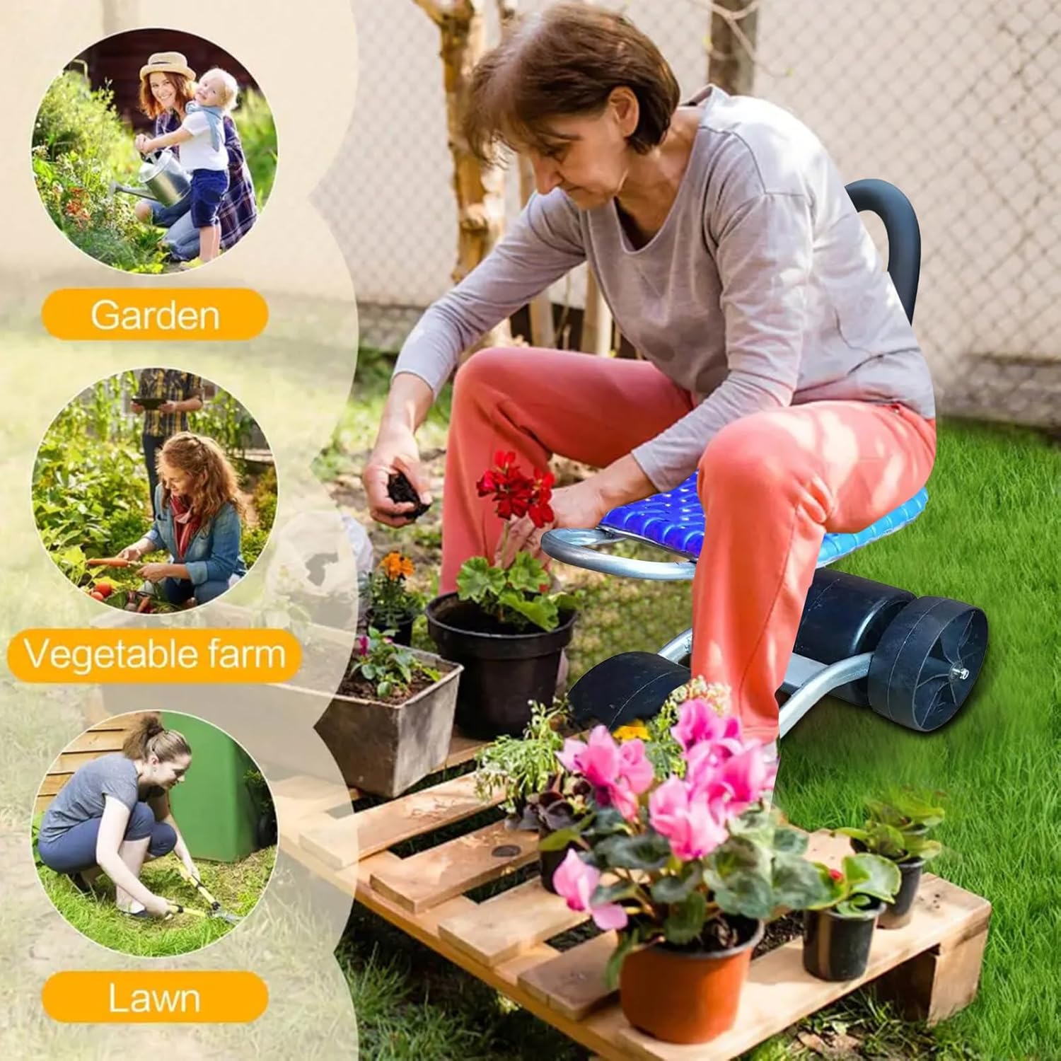 Ergonomic 360° Rotating Gardening Seat with Adjustable Height - NebulTool