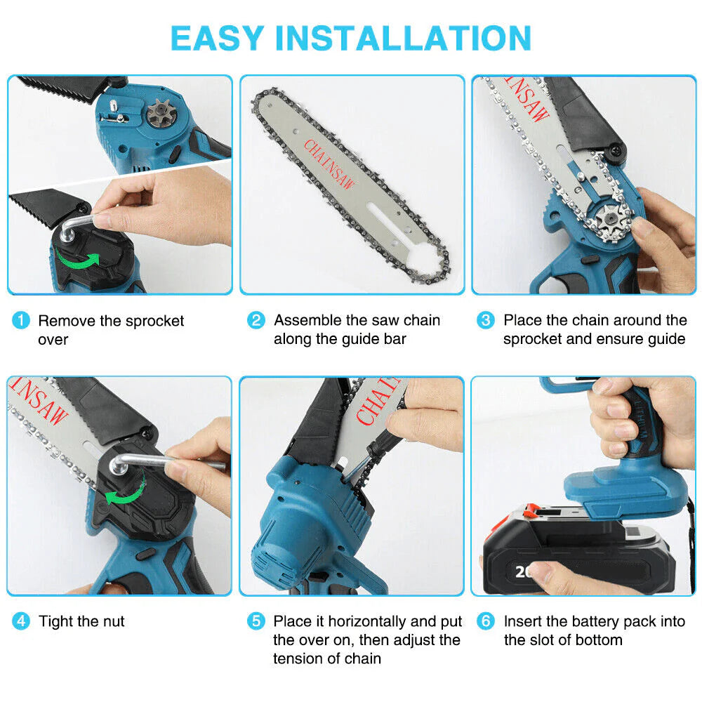 Compact Cordless Chainsaw with Dual Batteries — Powerful Outdoor Cutting Tool - NebulTool