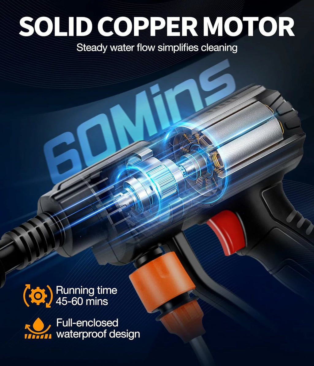 Cordless High-Pressure Washer with Dual Batteries — Portable Water Cleaning Power