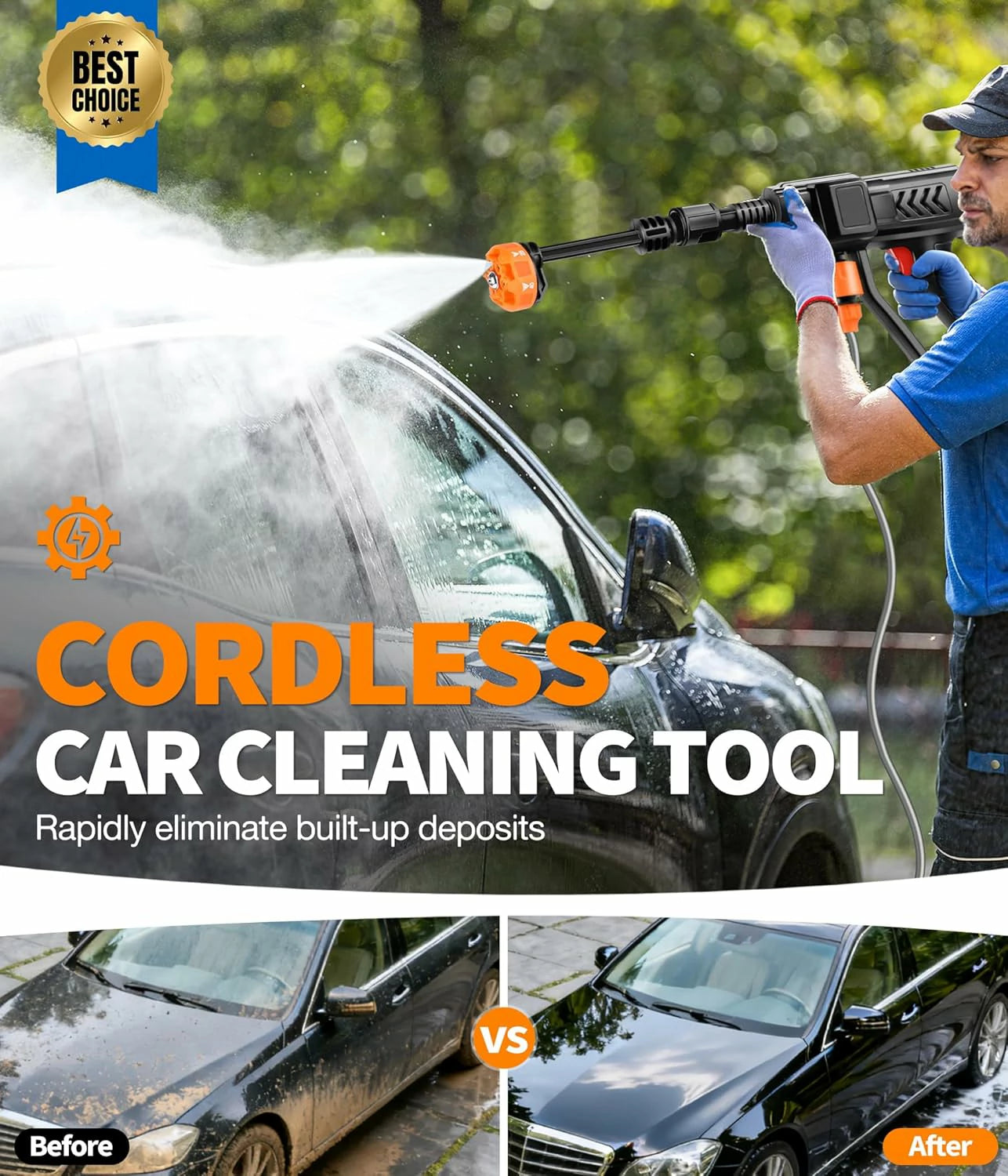 Cordless High-Pressure Washer with Dual Batteries — Portable Water Cleaning Power