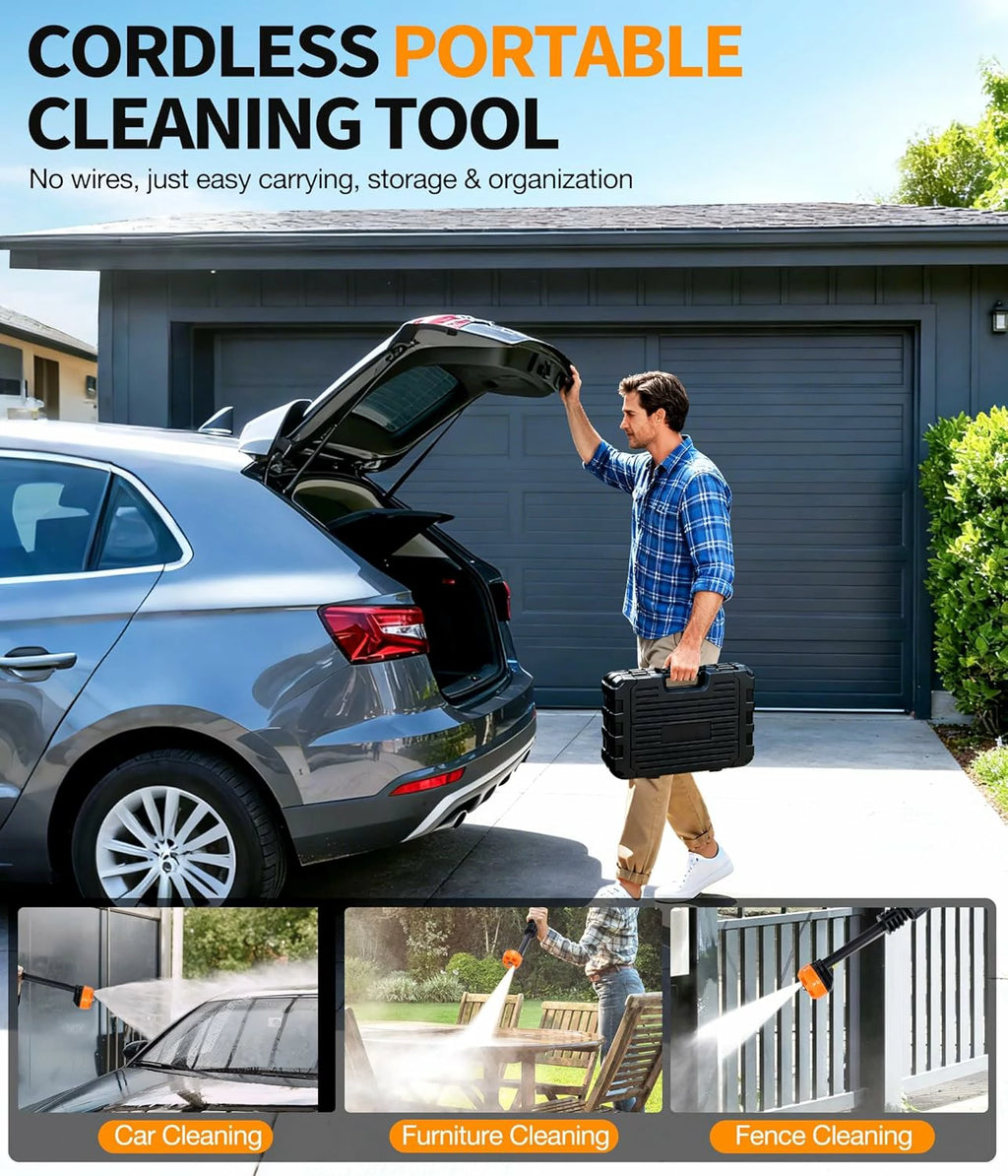 Cordless High-Pressure Washer with Dual Batteries — Portable Water Cleaning Power