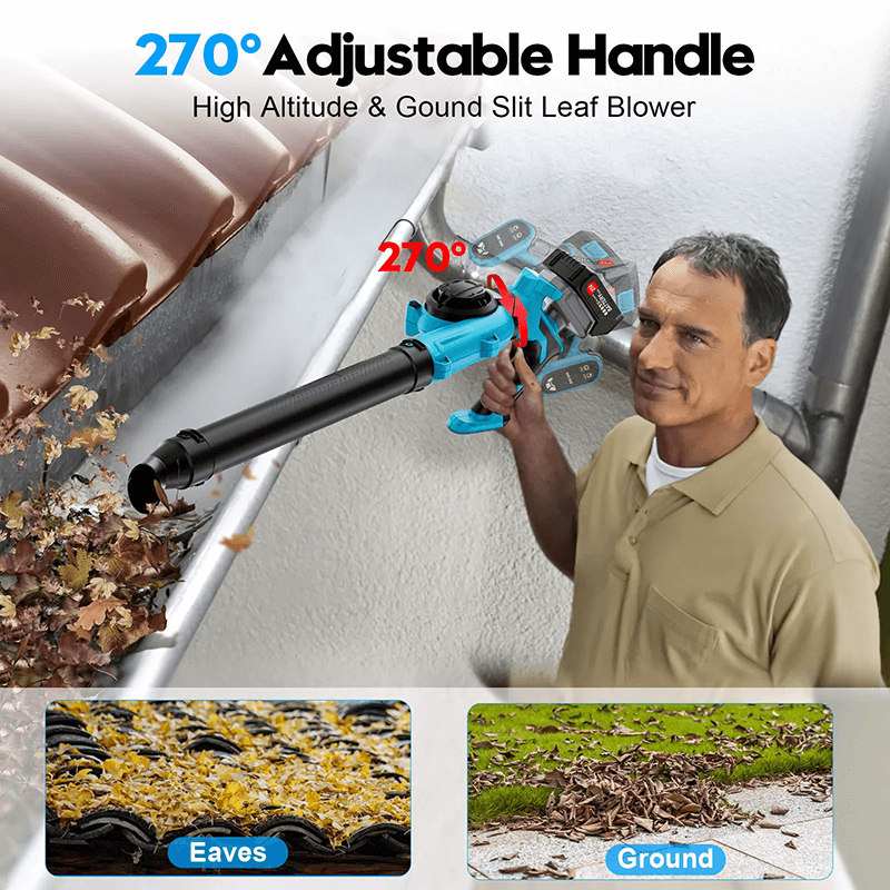 High-Power Battery Leaf Blower with 2 Batteries & 4 Nozzles