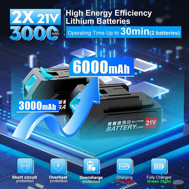 High-Power Battery Leaf Blower with 2 Batteries & 4 Nozzles