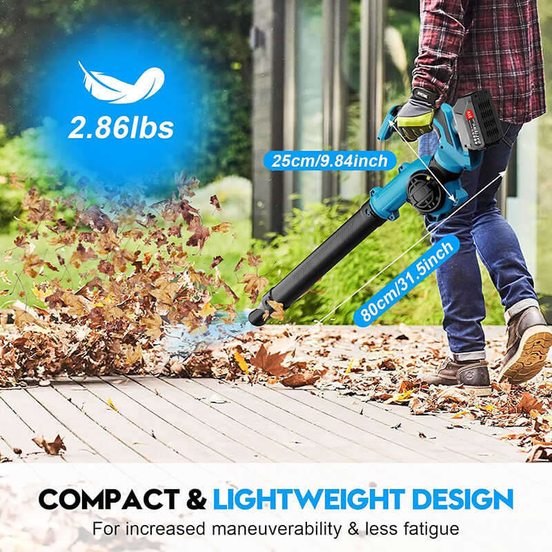 High-Power Battery Leaf Blower with 2 Batteries & 4 Nozzles