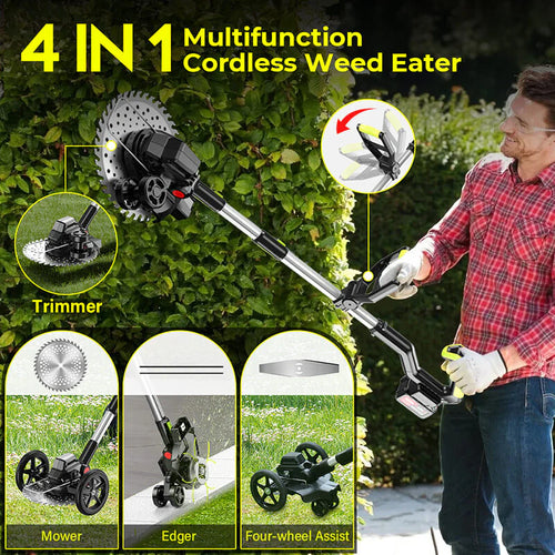 NebulTool Cordless Lawn Trimmer 4-in-1 Weed Eater with Dual Battery for Garden Yard Weed Removal