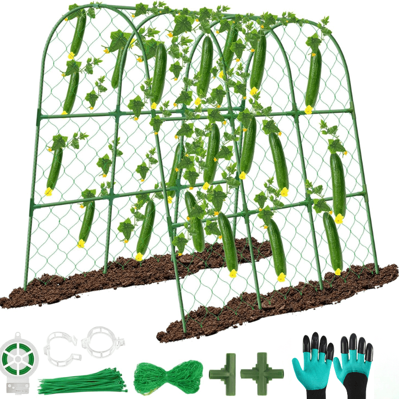 U-Shaped Garden Cucumber Trellis - Heavy-Duty Climbing Plant Support for Vegetables, Flowers & Vines