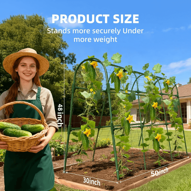 U-Shaped Garden Cucumber Trellis - Heavy-Duty Climbing Plant Support for Vegetables, Flowers & Vines