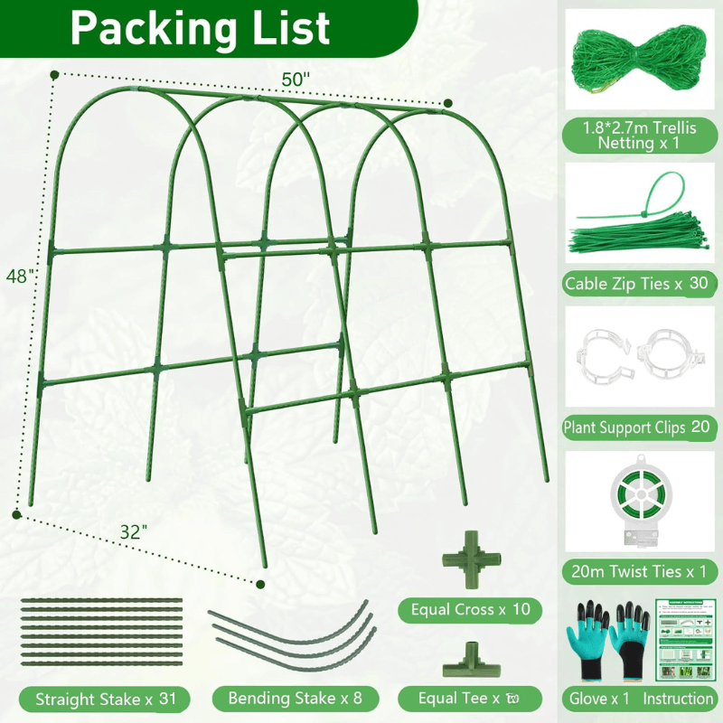 U-Shaped Garden Cucumber Trellis - Heavy-Duty Climbing Plant Support for Vegetables, Flowers & Vines