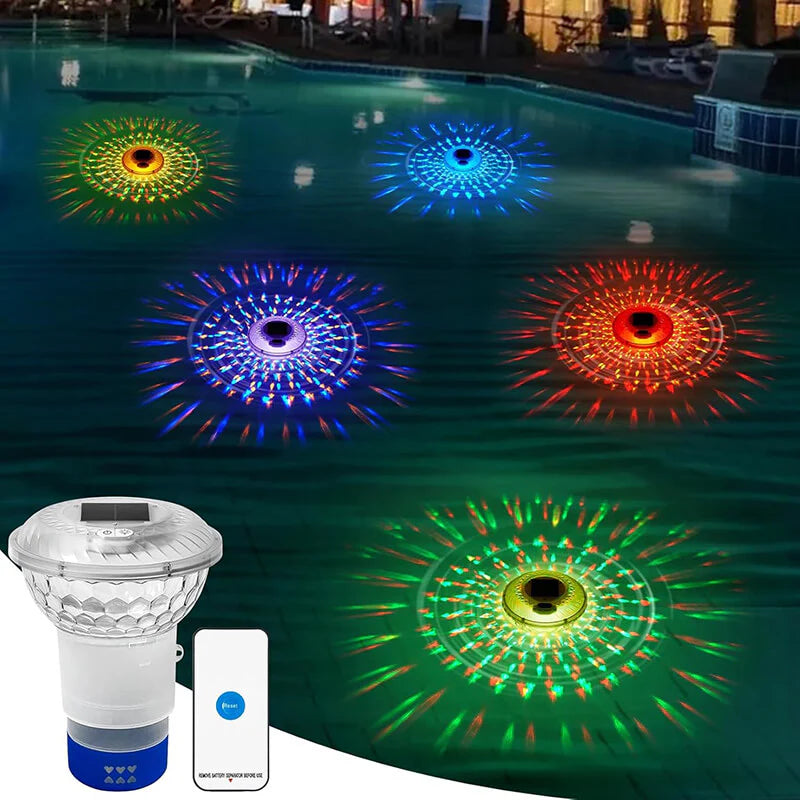 Solar Pool Chlorine Floater with Colorful Light for Pool Cleaning & Night Decoration
