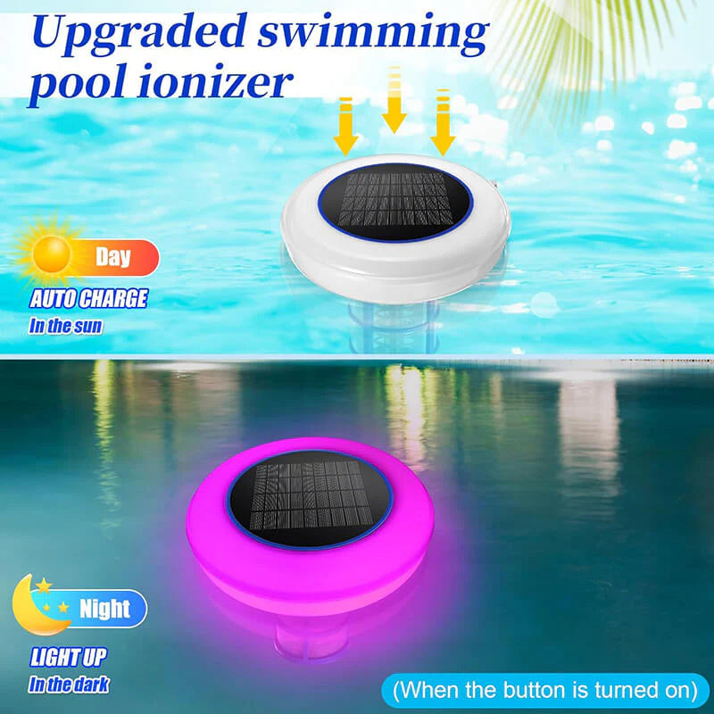 Solar Powered Pool Ionizer & Floating LED Ambience for Healthier Pools