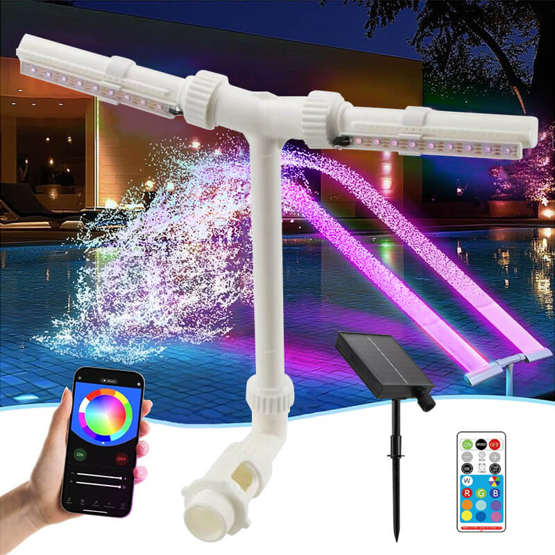 Solar Pool Fountain with LED Light Show for Pool Cooling & Outdoor Decoration