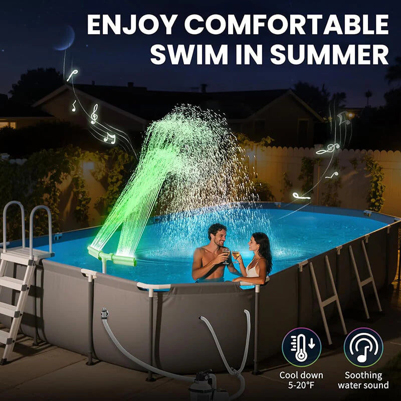 Solar Pool Fountain with LED Light Show for Pool Cooling & Outdoor Decoration