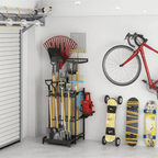 Garden Tool Organizer on Wheels - Heavy-Duty Rolling Tool Rack with Hooks for Yard, Garage & Shed Storage