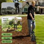 2-in-1 Cordless Tiller Cultivator with Extension Pole - Lightweight Electric Garden Tiller for Soil Loosening & Weeding