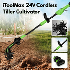 2-in-1 Cordless Tiller Cultivator with Extension Pole - Lightweight Electric Garden Tiller for Soil Loosening & Weeding