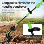 2-in-1 Cordless Tiller Cultivator with Extension Pole - Lightweight Electric Garden Tiller for Soil Loosening & Weeding