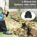 2-in-1 Cordless Tiller Cultivator with Extension Pole - Lightweight Electric Garden Tiller for Soil Loosening & Weeding