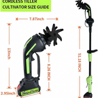 2-in-1 Cordless Tiller Cultivator with Extension Pole - Lightweight Electric Garden Tiller for Soil Loosening & Weeding