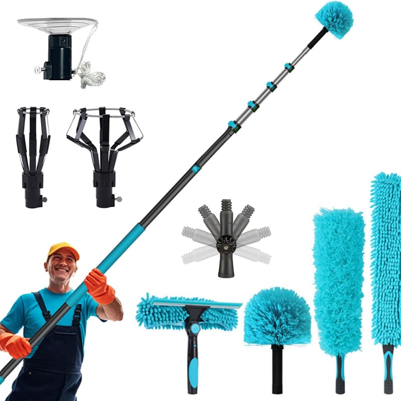 Extendable Ceiling & Cobweb Cleaning Kit with Telescopic Pole