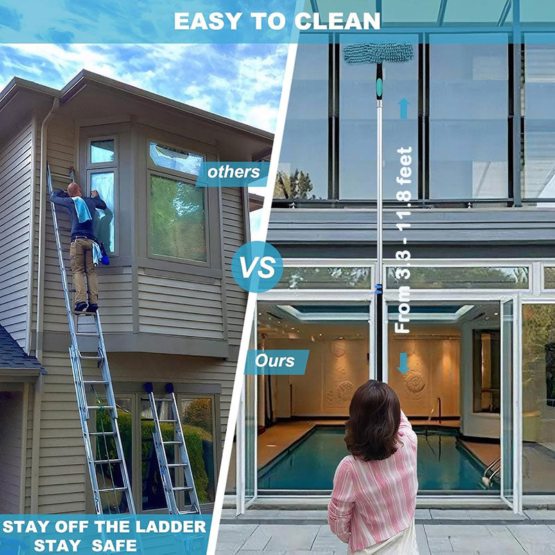 Extendable Ceiling & Cobweb Cleaning Kit with Telescopic Pole