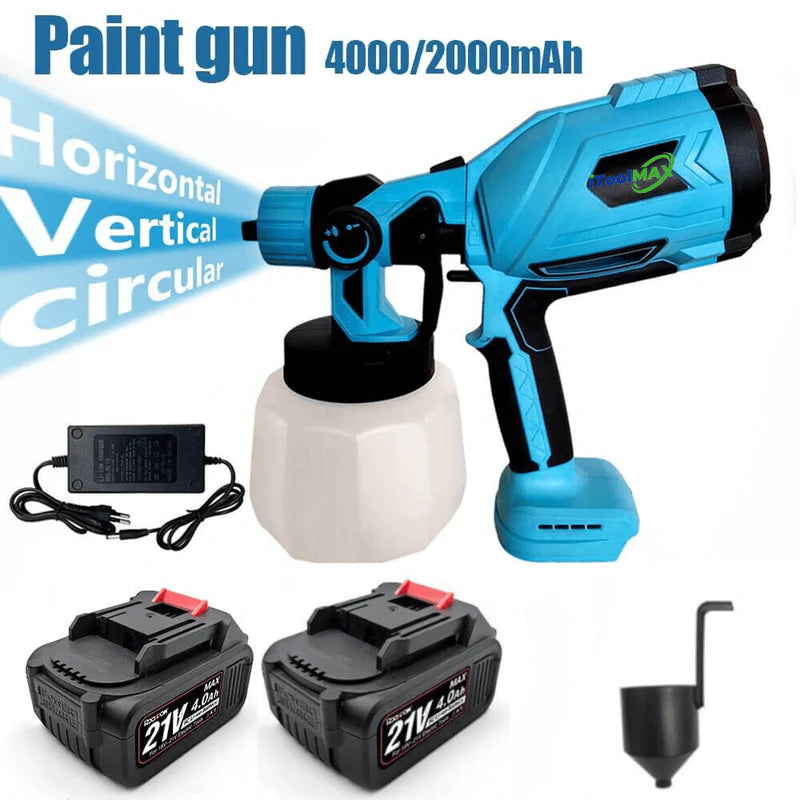 Cordless High-Pressure Paint Spray Gun with Dual Batteries – Fast & Even Finish